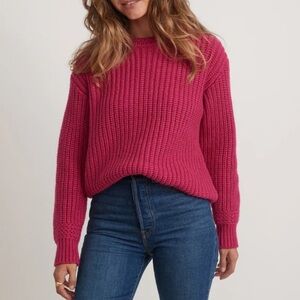 MARINE LAYER Oversized Crewneck Merino Wool Blend Sweater Rose Violet XS